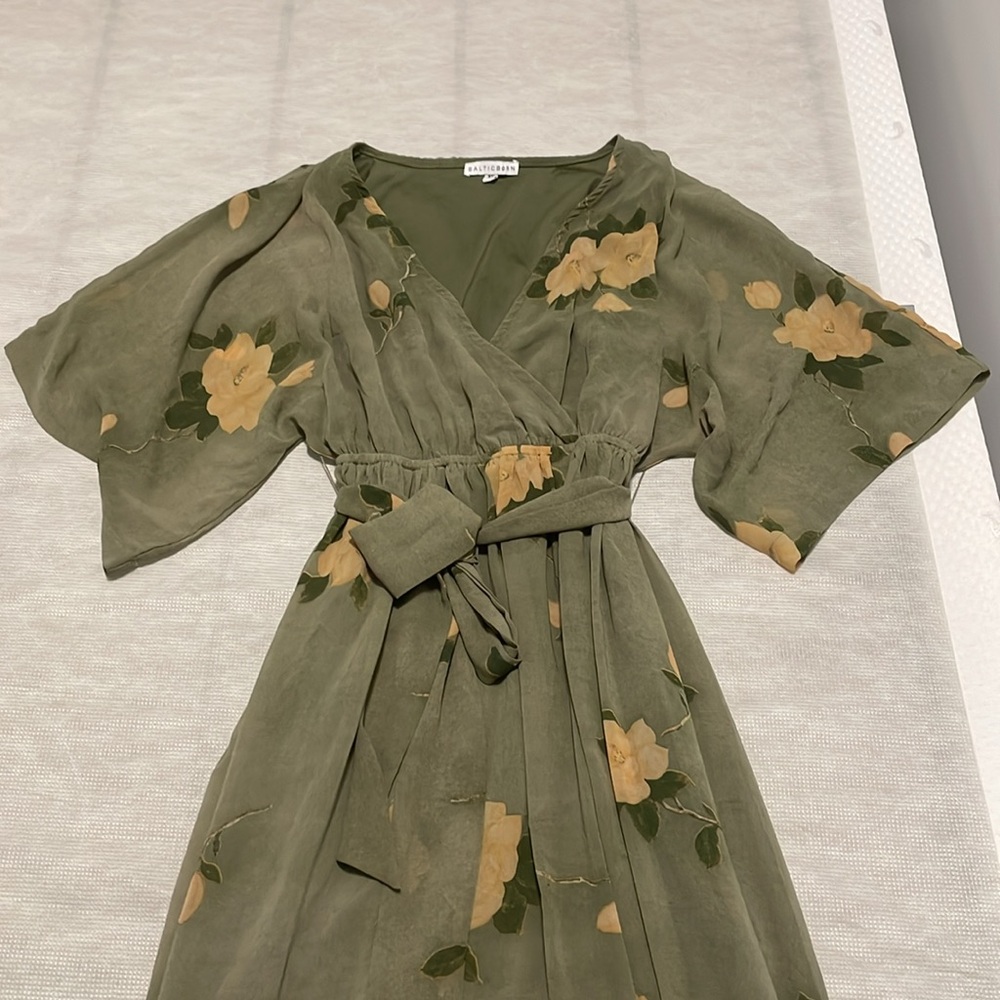 Baltic Born Floral Maxi Dress in Olive Green